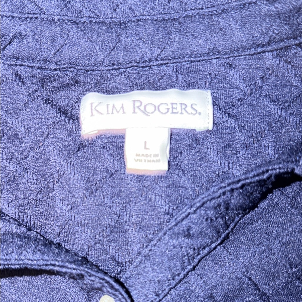 Navy Blue Button-Up Shirt Kim Rogers Large - Picture 3 of 5